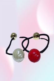 Fashion 2 color pearl hair ring rubber bands head rope popular headwear jewelry in European and American countries5947052