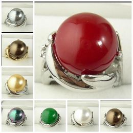 Whole 14mm South Sea shell pearl Bead Gemstone Jewelry Ring Size 6 7 8 9271w