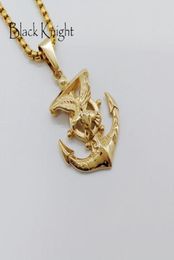 Pendant Necklaces Black Knight Ealge Anchor Necklace Plated 316 Stainless Steel Navy Mens Hip Hop Rapper BLKN06079880931