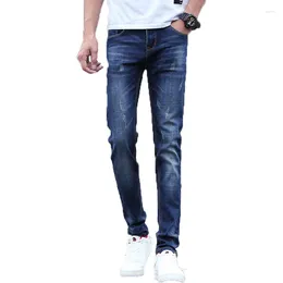 Men's Jeans 2024 Men Spring Solid Colour Cotton Slim Elastic Waist Autumn Outdoors Classic Comfortable Casual Fashion Male
