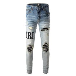 Jeans jeans jeans in difficoltà bicchetta strappata slim fit moto denim per uomini di alta qualità jeans mans pantaloni hip hop pour hommes