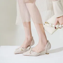 Sandals French High Heels Fashion 2024 Summer Classic Elegance Single Shoes Medium Heel Slim Casual For Women
