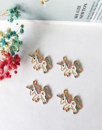 10pcs Classics Enamel Unicorn Charms Drop Oil Kawaii Love Fit Jewelry Making Fashion Earring DIY Accessories Floating6162402