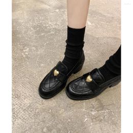 Dress Shoes A Large Number Of Spot Soft Sheepskin Black Casual Rhombic Love Women's Buckle Thick With Lazy Loafers Shoes.