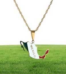 Mexico Map Flag Pendant Necklace For Women Girls Mexican Maps Chain Jewelry281P4017086
