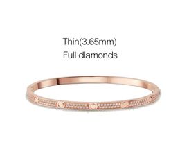 Luxury Thin love bangle full diamond with screwdriver designer Bracelets fashion Womans Jewellery 365mm Rose Gold platinum bracelet2619406