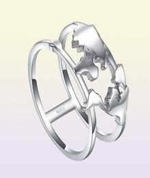 JewelryPalace World Map Rings 925 Sterling Silver Rings for Women Statement Stackable Ring Band Silver 925 Jewellery Fine Jewellery LY4039047