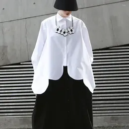 Women's Blouses SuperAen 2024 Spring Fashion Design Irregular White Shirt Women Loose Turn-down Collar Button Up