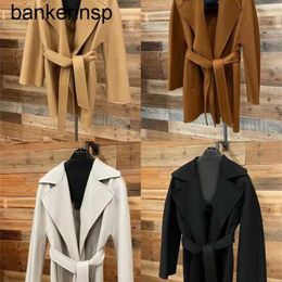 Top Cashmere Coat Maxmaras Labbro Coat 101801 Pure Wool Max sided Cashmere Water Ripple Short Wool Goat Women's Bathrobe Spring GA Small S Trendy Mid length