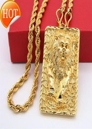 24k Necklace Brass Gold Plated Large Dragon lion Brand Pendant Necklaces Exquisite Craftsmanship Solid Jewellery Gift234z5754142