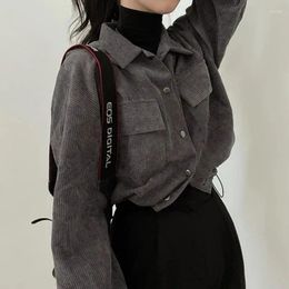 Women's Jackets Hdspq Corduroy Jacket 2023 Autumn Winter Korean Fashion Long Sleeve Drawstring Female Single Breasted Coats