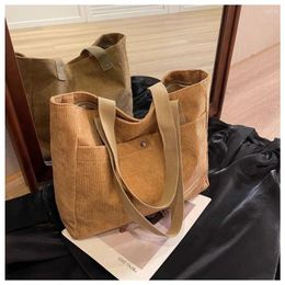 Evening Bags Corduroy Shoulder For Women's 2024 Fashion Korean Large Vintage Female Handbags Cotton Cloth Shopper Ladies Tote
