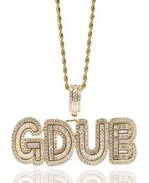 AZ Custom Name Letters Necklaces Mens Fashion Hip Hop Jewelry Large Crystal Sugar Iced Out Gold Initial Letter Pendant Necklace1451630