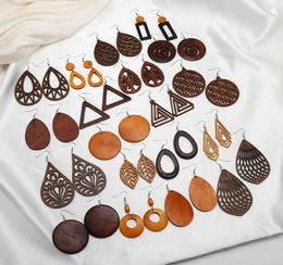 12 Pairslot Wooden Dangle Earrings Lightweight Drop Earring Bohemian Pendant Jewellery Natural Earrings for Women Girls4545636