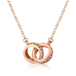 Pendant Necklaces Special Round Interlocking Necklace Exquisite Good Luck Double Circles Diamond Women Ring Jewellery GiftsPendant P290W