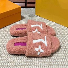 Famous Designer Sandals Women Home Fur Fluffy Sippers Winter Indoor House Slipper Slides Black And White Furry Fuzzy Sliders Ladies Flat Mule Pool Sandels 07