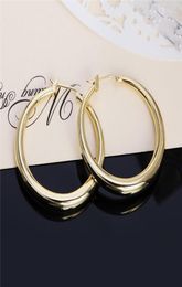 Solid Real 925 Silver Allmatch Round Hoop Earrings925 Stamped Plated Gold Circle Earrings Women Thick Than Normal One Huggie7760714