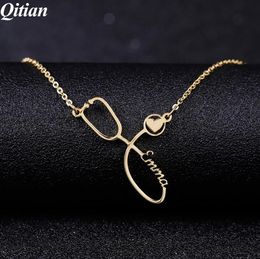 Custom Necklaces Stainless Steel Necklace Stethoscope Personalised Name Necklaces For Women Nurse And Doctors Jewelry7410016