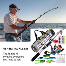 Accessories Sea Fishing Rod Combo Telescopic Spinning Reel Fishhooks Soft Lure Complete Kit Fishing Rod Set Tackle Bag Portable