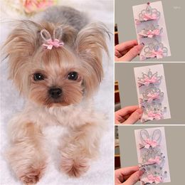 Dog Apparel Fashin Hair Clips Shinny Jewelry Hairpins Crown Bowknot Pet Barrette For Kitten Puppy Grooming Supplies Gift