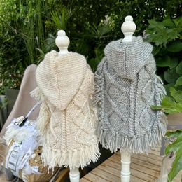 Dog Apparel Pet Autumn And Winter Warm Cloak Sweater Handmade Hooked Yorkshire Malzis Clothes Coat
