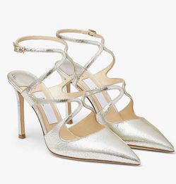 Elegant Brand Azia Sandals Shoes Pointed Toe High Heels Nude Black Patent Leather Pumps Designer Women Lady Gladiator Sandalias Bridal Wedding Dress EU35-43