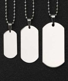 Dog Necklace Dog Military Army Nameplate Engraved Id Blank Silver Color Pendant Stainless Steel Jewelry Men Wholesale4483235