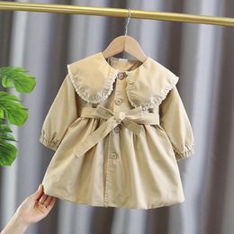 Girls Windbreaker Baby Coats Style Top Spring Autumn French Children's Clothing Kids Jackets Solid Disual Outerwear 231225