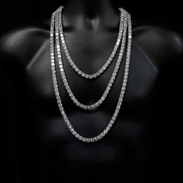 2019 Hip hop tennis chain necklace with cz paved for men jewelry with white gold plated long chain tennis necklace mens jewelry K5303Z