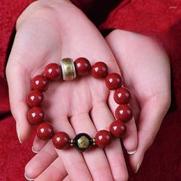 Strand Authentic Cinnabar 12 Zodiac Buddha Manjushri Bodhisattva Bracelet Men And Women's Jewellery Beads Safe Transfer Amulet HandString