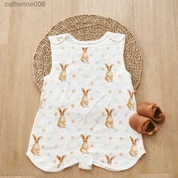 Sleeping Bags Sleeveless 100% Cotton Summer Sleeping Bag Animal Print Soft Sleeveless Newborn Baby Sleeping SacksL231225