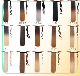 22 Inch False Ponytail Ombre Clip On hair Long Synthetic Fake Curly Pony Tail Hair Extension pony fastened Queendom4975808