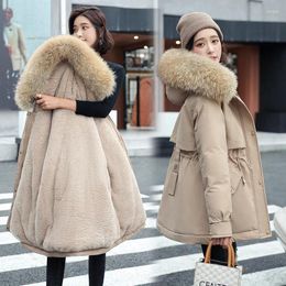 Women's Trench Coats Cotton-padded Jacket 2023 Winter Parker Casual Mid-length Korean Style Warm Loose Big Wool Collar