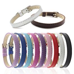 10PCS 8MM Artificial Leather DIY Wristband Bracelets femme Mix Colour Charms Leather Bracelet Fit Slide Letter charms LSBR015108908498