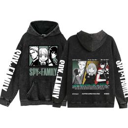 Anime Anya Hoodies Spy X Family Hoodie Oversized Vintage Sweatshirts Casual Washed Retro Pullover Men Women Streetwear Y2k Hoody