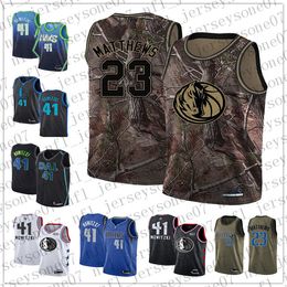 Custom Mens women youth dallas''Mavericks''23 Wesley Matthews 41 Dirk Nowitzki Camo black red Basketball throwback Jersey