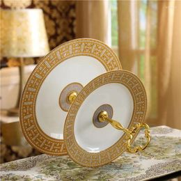 Plates European Bone China Snack Dish Ceramic Double-Layer Fruit Plate Home Breakfast Cake Decoration Gift Wedding