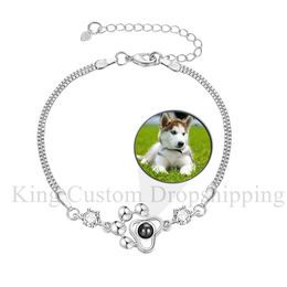 Bangle Projection Pet Dog Claw Bracelet Commemorative Pet Custom Photos Cute Meaningful Gifts for Friends.