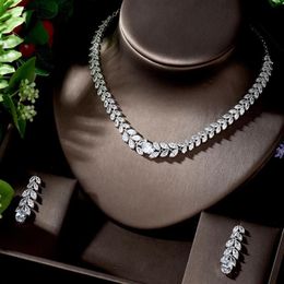 Earrings & Necklace HIBRIDE Top Quality Marquise Cut CZ Cubic Zirconia Wedding And Set Bridal Prom Dress Jewellery Bijoux N-1280281Z