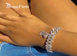 Stonefans Hip Hop Miami Cuban Link Iced Out for Women Bling Baguette Letter Bracelet AZ Initials Jewlery6893966