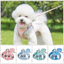 Dog Collars Breathable Harness Vest Adjustable Reflective Dogs Cat Walking Leads Set Polyester Puppy Chest Strap Outdoor