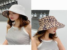 Women Leopard Print Bucket Comfortable Breathe Foldable Men Beach Flat Top Sun Fishing Hat High Quality Flat Panama Hat Street2608157