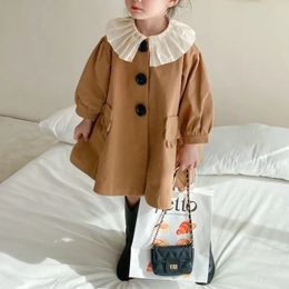 ربيع الخريف النمط الكوري كاواي أزياء الفتيات الخندق الصلبة الأطفال الأطفال الخارجي