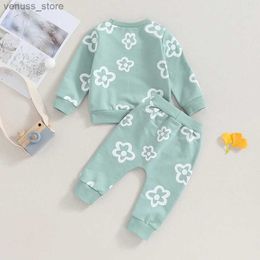 Clothing Sets 0-3T Baby Girls Outfit Flower Print Long Sleeve Crew Neck Sweatshirt Elastic Waist Sweatpants Fall Clothes