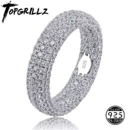 Quality 925 Sterling Silver Stamp Ring Full Iced Out Cubic Zirconia Mens Women Engagement Rings Charm Jewellery For Gifts 211012309v