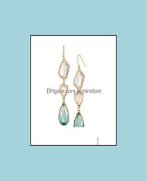 Dangle Chandelier Earrings Jewellery Gold Colour SemiPrecious Stone Crystal Drop Bohemia Style Long For Women Wlkar4722886