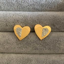 2021 Mud drill Fashion stud Classic designer earrings Stainless Steel gold plated heart love Jewelry Whole249W