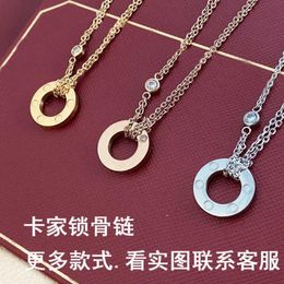 Pendant Necklaces Strands Strings Ka family ring big cake Necklace love collarbone seal couple original diamond set metal double c9277600