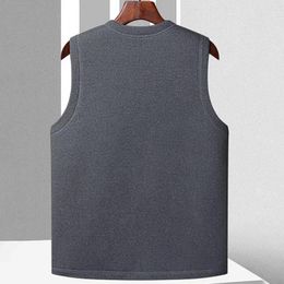 Men's Vests Men Fleece Vest Single-breasted V Neck Plush Sleeveless Cardigan With Pockets Casual Cold Resistant For Fall