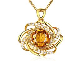 Real 18K Gold 2 Carats Topaz Pendant Women Luxury Yellow Gemstone 18 K Necklace Crystal Jewellery Womens Accessoires 2208185244994